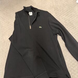 Lacoste Black Quarter zip Long Sleeve Top